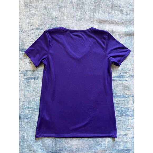 Purple The Nike Tee Dri Fit Short Sleeve V Neck Athletic Cut Women's Medium - Picture 2 of 7